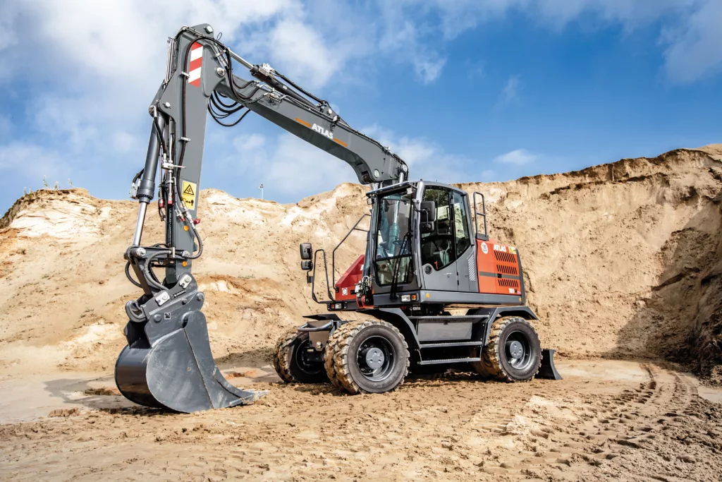 ATLAS-Bagger-RAL-2003-9036_grey arm ATLAS gumikerekes kotró